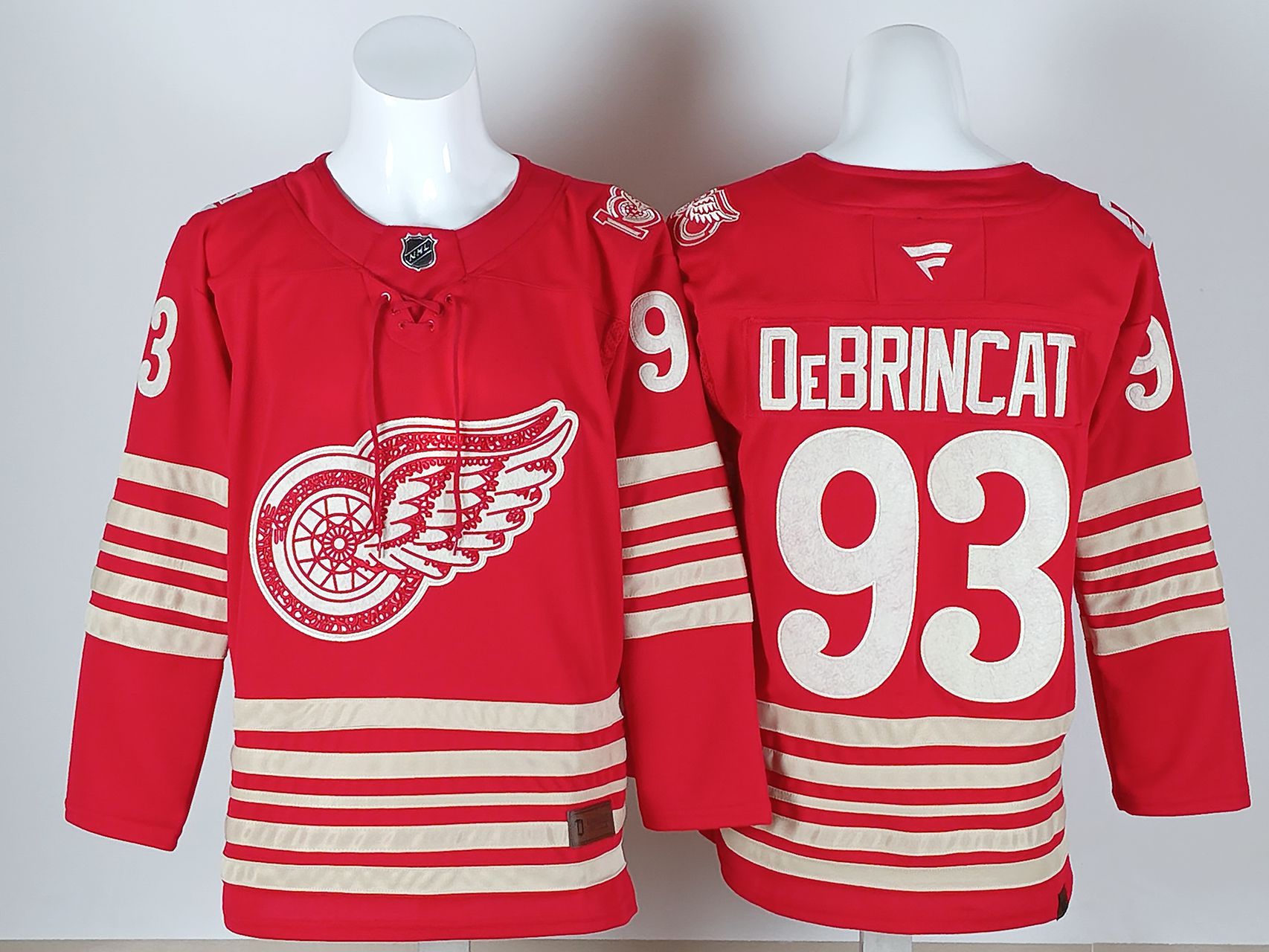 Men 2026 Detroit Red Wings #93 Debrincat Red 100th NHL Jersey style 01